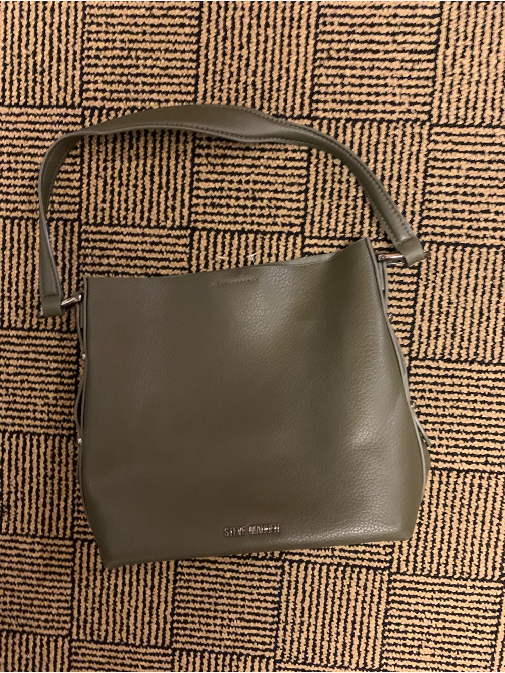 Steve Madden Olive Green Pebbled Leather Shoulder Bag